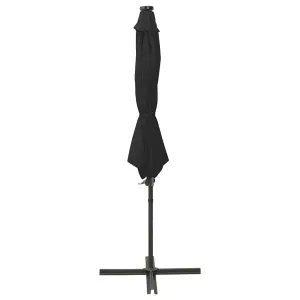 Berkfield Cantilever Umbrella with Pole and LED Lights Black 300 cm