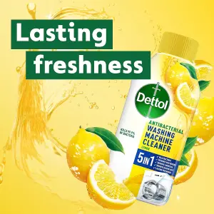 Dettol Antibacterial Washing Machine Cleaner, Removes Limescale, Dirt & Bad Odours, Lemon Breeze , Pack of 6 x 250ml