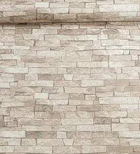 Erismann Rustic Brick 3D Effect Beige Brown Textured Feature Wallpaper