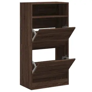 Berkfield Shoe Cabinet Brown Oak 60x34x116 Engineered Wood