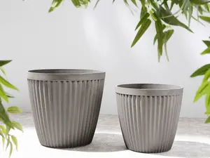 Set of 2 Plant Pots 36 cm Taupe POKA