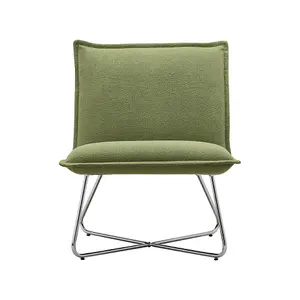 Green Modern Linen Accent Chair with Metal Base