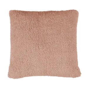 Teddy Fleece Pink Plain Indoor Cushion (L)43cm x (W)43cm