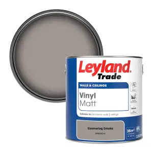 Leyland Trade Vinyl Matt Walls & Ceilings Emulsion Paint Simmering Smoke (PPG1019-4) 2.5L