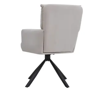 Modern Wheelless Upholstered Swivel Armchair Beige with Black Legs