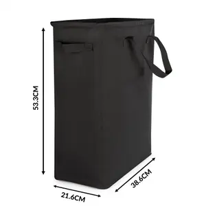 45L Slim Laundry Basket with Handles Black