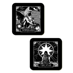 Deadly Tarot The Moon Temperance The Empress & The Star Coaster Set (Pack of 4) Black (One Size)