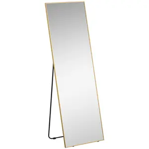 Metal Framed Freestanding Full Length Mirror Gold