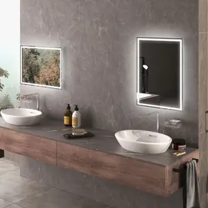 kleankin 70x50cm LED Bathroom Mirror Wall Mounted Vanity Light w/ Touch Switch