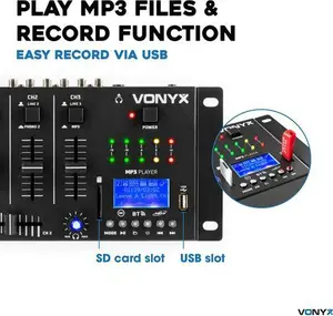 Vonyx STM3030 4 Channel DJ Mixer With Bluetooth