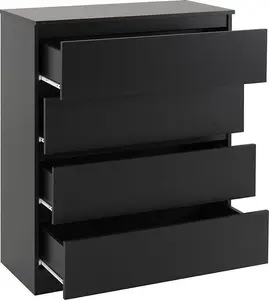 Malvern 4 Drawer Chest Black Recessed Handles