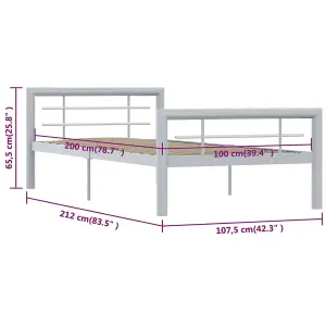 Berkfield Bed Frame Grey and White Metal 100x200 cm