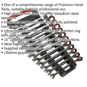 12-Piece Reversible Ratchet Spanner Set for Precision Mechanics