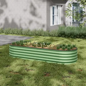 Light Green Oval Garden Three-grid Metal Raised Bed Galvanized Raised Planter Box Outdoor Raised Garden Bed Kit