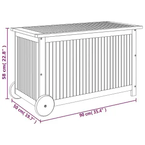 Berkfield Garden Storage Box with Wheels 90x50x58 cm Solid Wood Acacia