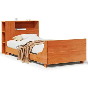 Berkfield Bed Frame without Mattress Wax Brown 90x190 cm Single Solid Wood Pine