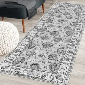 Silk Road Grey Sulus Medium Runner, (L)180cm x (W)60cm