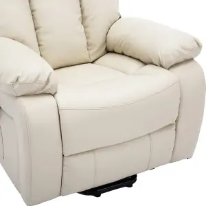 Chester Dual Motor Electric Rise Recliner Bonded Leather Armchair Electric Lift Riser Chair (Cream)