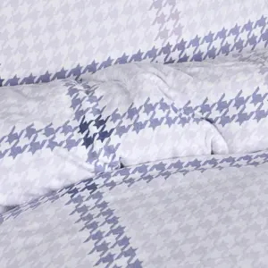 Cotton Houndstooth Duvet Cover with Pillowcases Lilac / Kingsize - 2 Standard Pillowcases