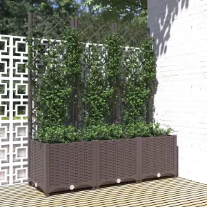 Berkfield Garden Planter with Trellis Brown 120x40x136 cm PP