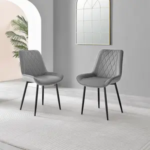 Sandy Classic Wood Effect & Metal Dining Table Set with 6 Luxury Velvet Dining Chairs Grey/Black