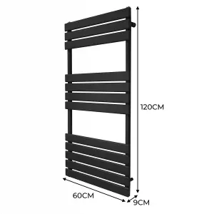 Flat Panel Towel Radiator - 1200mm x 600mm - Black