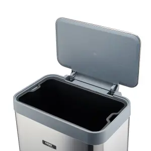 Kitchen Rubbish Waste Bin Recycling Wide Single Pedal 65L Silver