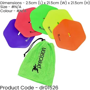 10 Pack Flat Hex Sports Pitch Markers - Assorted Colours Slim Pitch Training