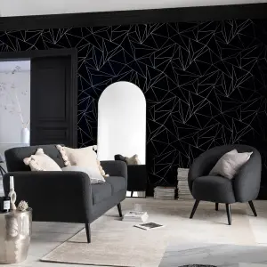 Next Scatter geo Navy Metallic effect Smooth Wallpaper