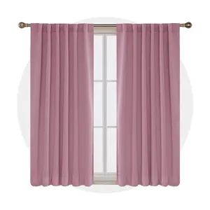 Deconovo Back Tab Blackout Curtains Thermal Insulated Curtains Energy Saving Curtains Rod Pocket Curtains 140x290 cm Pink 2 Panels