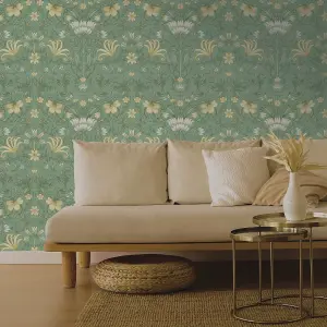 Eclectic Collection Vintage Floral Wallpaper Green Holden 13550