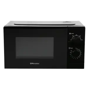 EMtronics 20 Litre Black Microwave 700W With Defrost and 35 Minute Timer