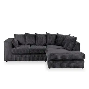 Chicago Jumbo Cord Right Hand Facing Corner Sofa Black