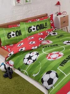 Football Red Double Duvet Cover and Pillowcase Set