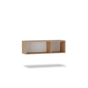 Landro Floating Wall Shelf 100cm - Sleek Oak Hickory & White Design - W1000mm x H300mm x D300mm