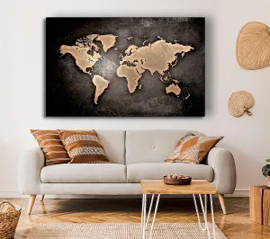 Grunge World Map Canvas Print Wall Art - Medium 20 x 32 Inches