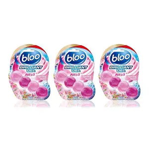 Bloo Brilliant Gel All in 1 Toilet Rim Block Cleaner Spring Rain 42g - Pack of 3