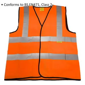 Medium Orange Hi-Vis Safety Waistcoat for Road Builders and Contractors