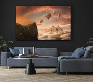 Hot Air Balloon Valley Canvas Print Wall Art - Medium 20 x 32 Inches