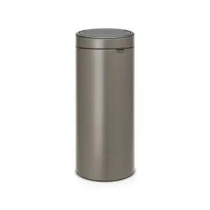 Brabantia Touch Tall Platinum Metallic effect Metal Bin - 30L Freestanding