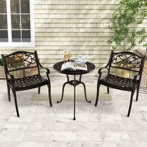 Costway 2 Pcs Cast Aluminum Patio Dining Chairs Heavy Duty Metal Bistro Chairs