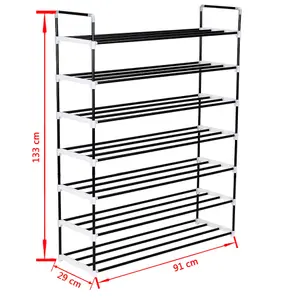 Berkfield Shoe Rack with 7 Shelves Metal and Plastic Black