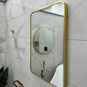 Brushed Brass 700mm x 500mm Plain Frame Mirror (13627)