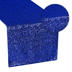 Neel Blue 11x108 Inch Shimmer Sequin Table Runner Glitter Fabric, Royal Blue