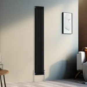 Right Radiators 1800x292 mm Vertical Traditional 3 Column Cast Iron Style Radiator Black