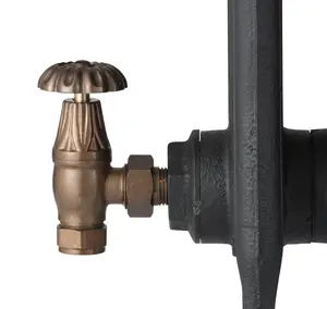 Arroll UK10 Antique copper effect Angled Manual Radiator valve (Dia)20.6mm, Pack of1