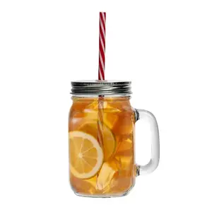 Rink Drink - Mason Drinking Jar Glasses with Straws - 450ml - Pack of 4