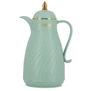 Royalford Glass Vacuum Flask, Vacuum Insulated Tea Carafe 1000ML -Heat & Cold Retention, Thermal Insulated Airpot, Green