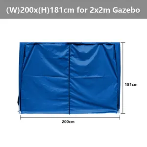 SunDaze Blue Side Panel with Zipper for 2x2M Pop Up Gazebo Tent 1 Piece