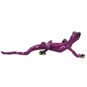 Purple Speckled Gecko Lizard Resin Wall Shed Sculpture Decor Statue Medium